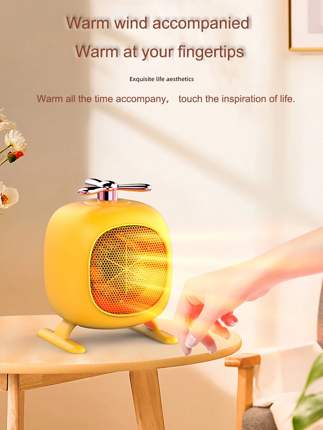 Mini portable heater novelty little cute low noise desktop room portable plug-in electric fan heater home home office winter