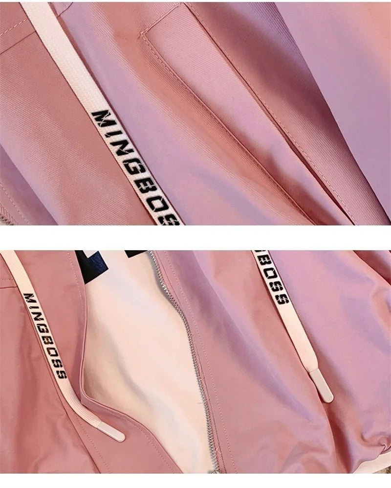 Women's Jacket Fashion Hooded Windbreaker New Spring Autumn Female Casual Short Coat Outwear Pink Green White Female Outerwear