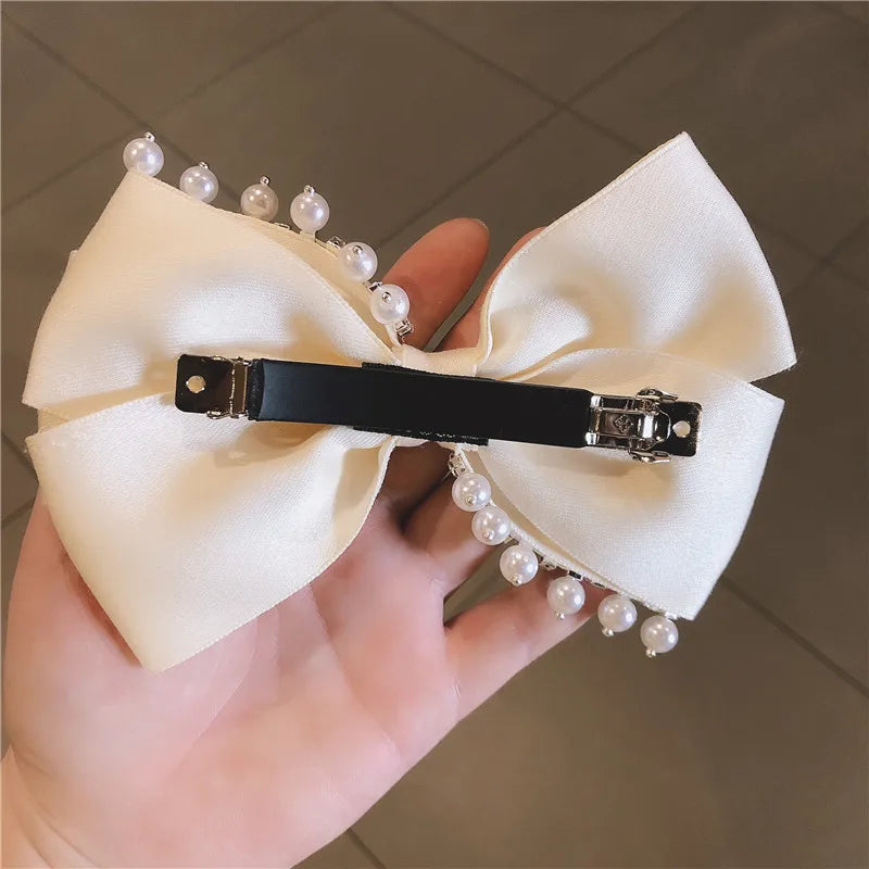Korean Hair Accessories Fashion Women  Clip with Chain Tassel Pearl and Bow  Spring Barrette  Rhinestone  Pin