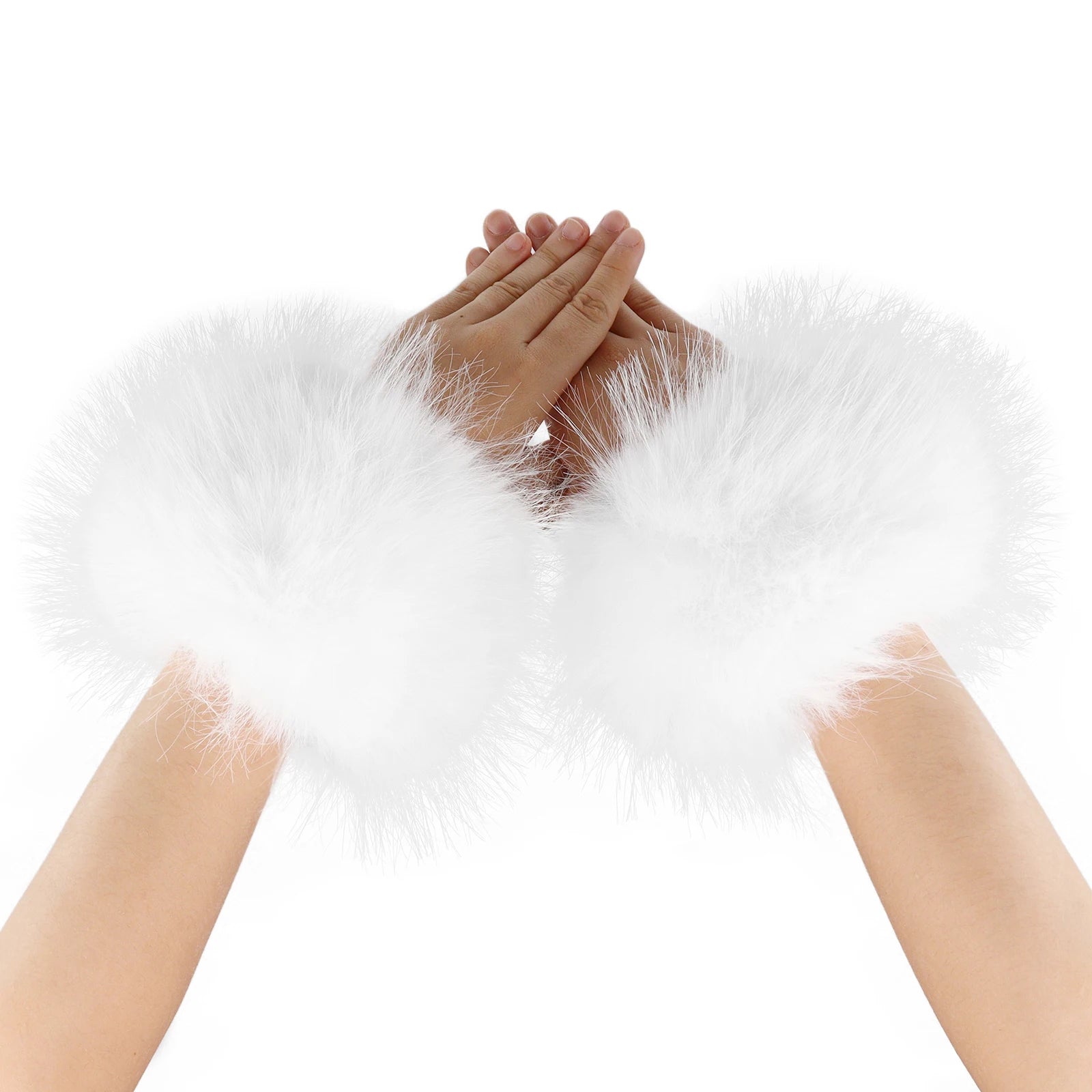 Faux Fur Wrist Cuffs Winter Furry Arm Warmers for Halloween Daily Cosplay Party Costume Accessories