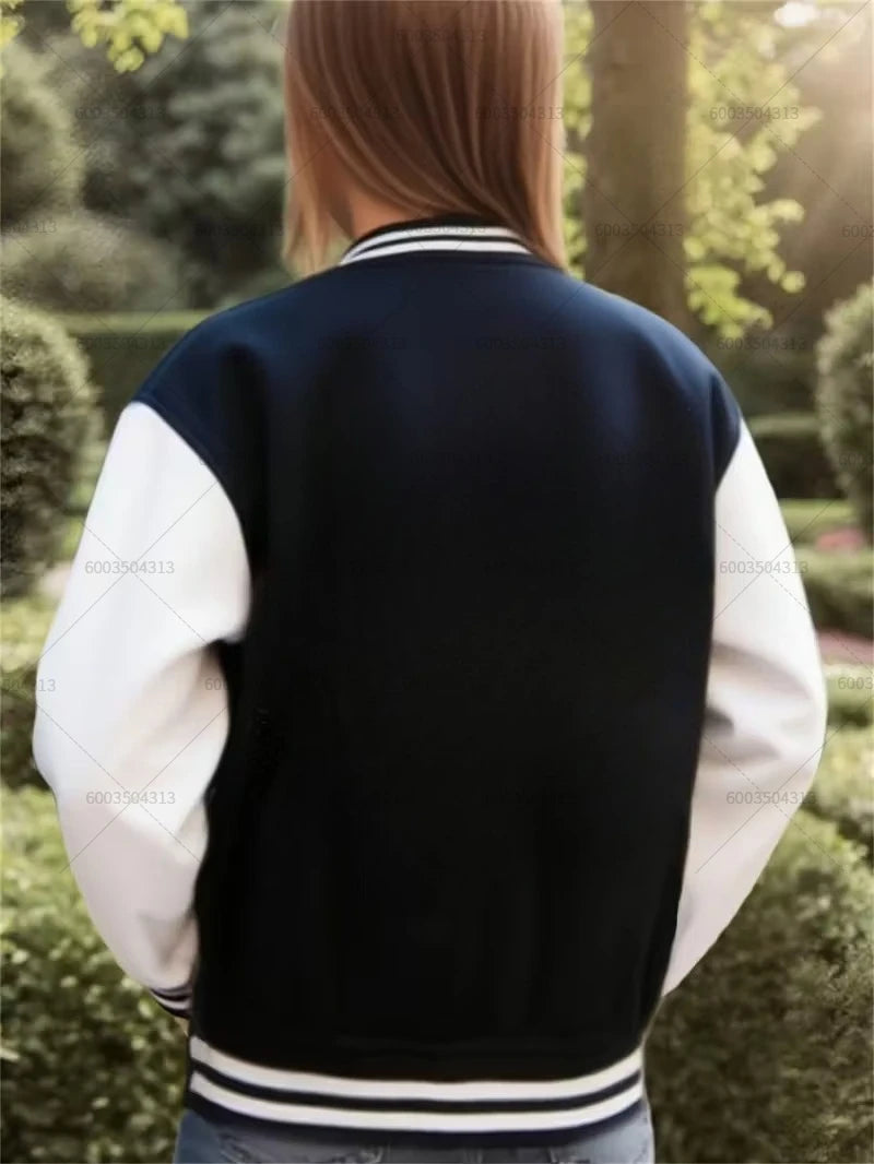 Baseball Jacket Women's Men Autumn Winter Coats Fleece O-Neck Streetwear Hoodies Pullover Sweatshirt Tracksuit Clothing Unisex