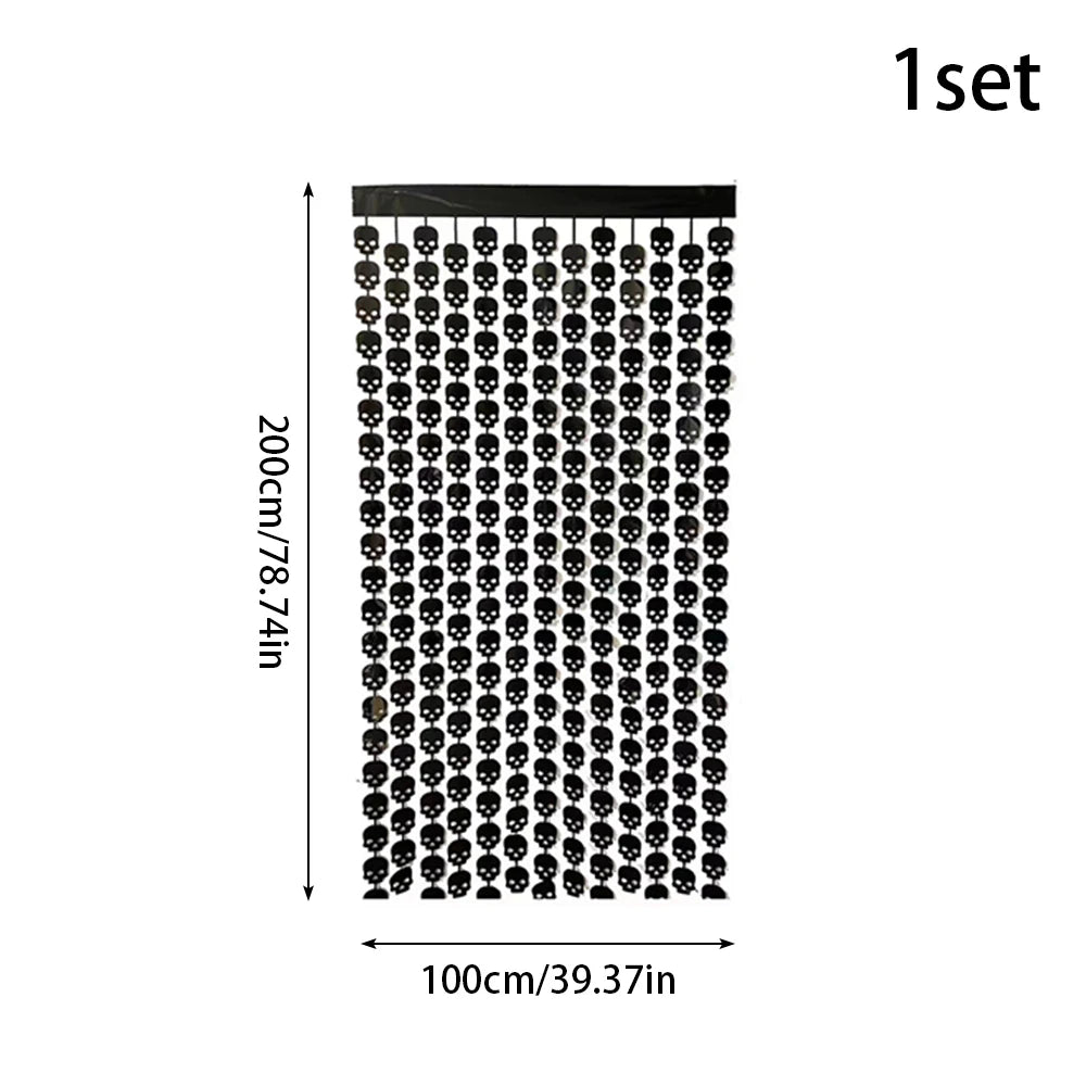 Halloween Decorations Pumpkin Skull Bat Black Orange Hanging Curtain Backdrop Haunted House Halloween Themed Party Supplies