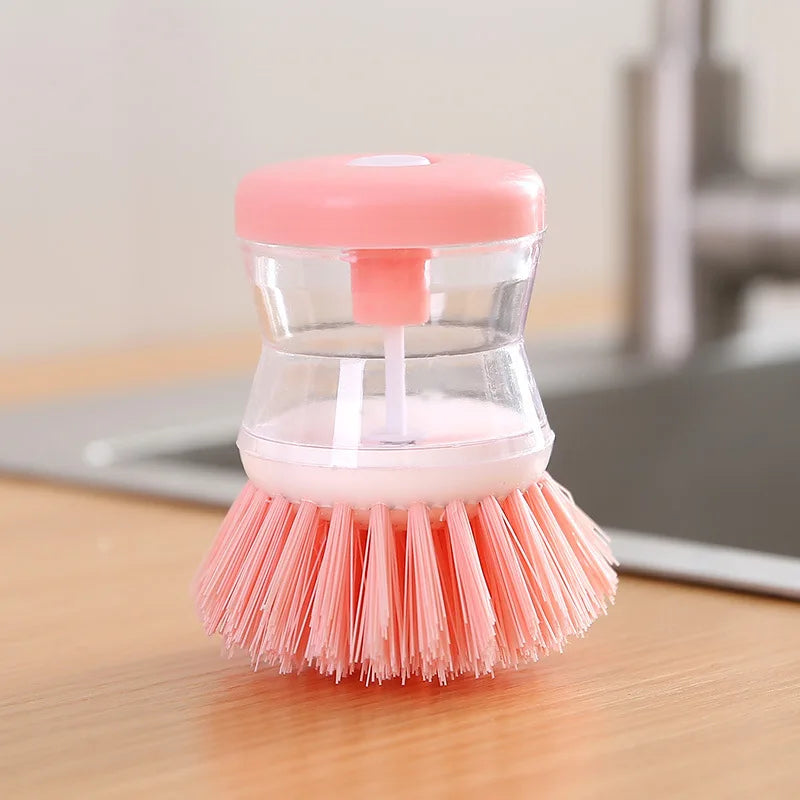 Random Color Kitchen Wash Pot Dish Brush Washing Utensils with Washing Up Liquid Soap Dispenser Household Cleaning Accessories
