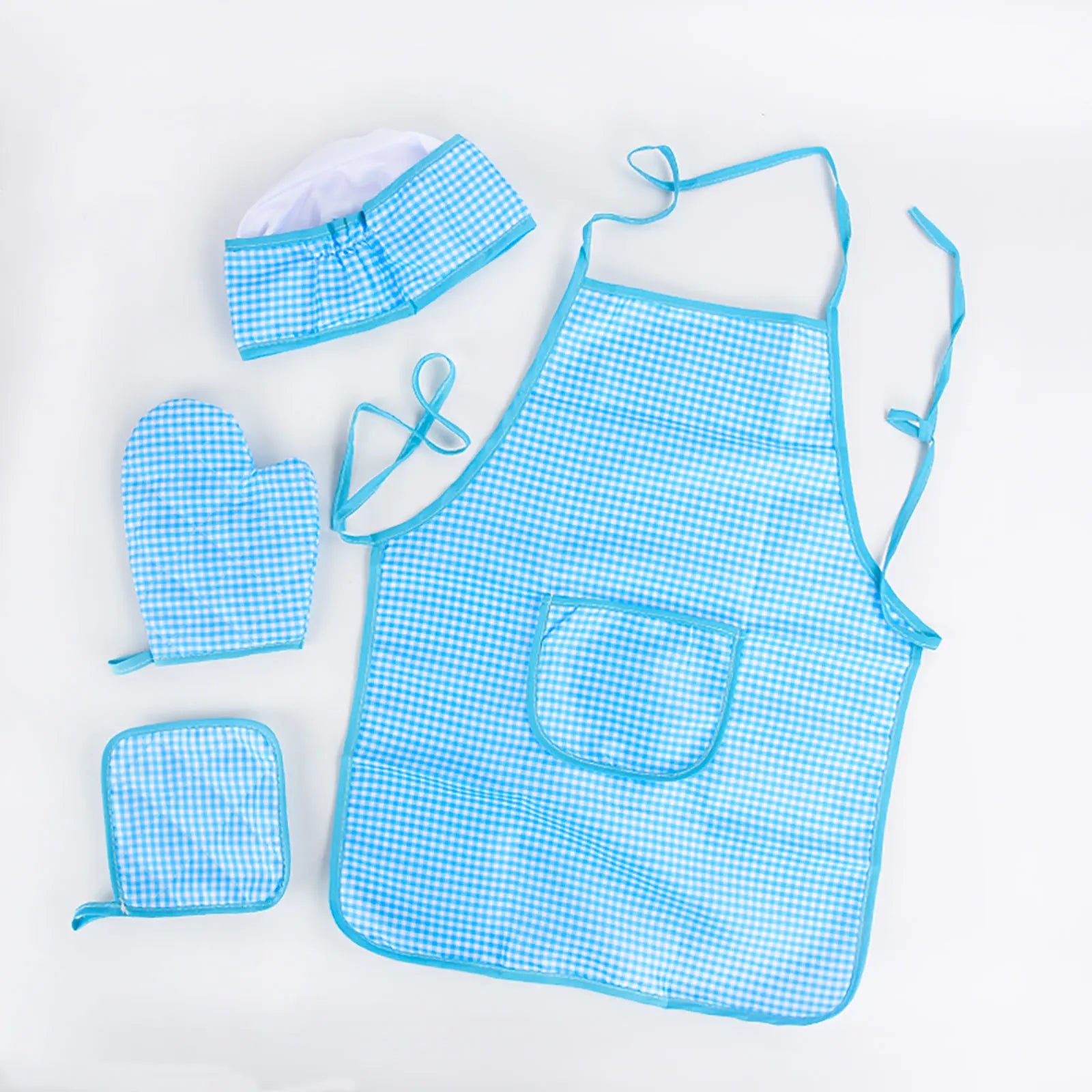 Play The Role Of A Family Dress Up In The Kitchen  Cook Set  Baked Checkered Apron  Toy