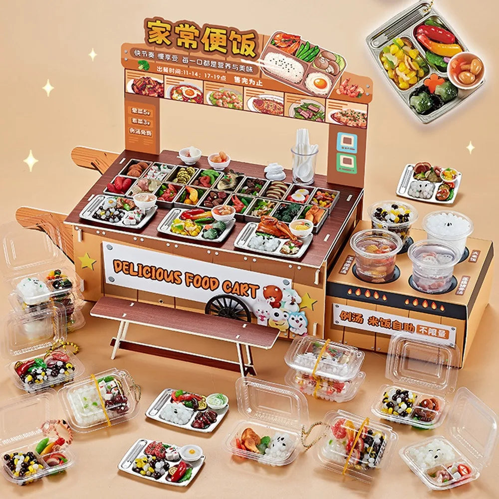 3D Pretend Play Kitchen Toys DIY Creative Cooking Interactive Toys Funny Reusable Mini Fast Food Model Toy Toddlers Girls Boys