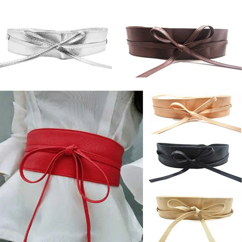 Dress Accessories for Female Cummerbunds Wide Self Tie Wrap Around Waist Band Elegant Bow Belt Ladies  Girls Belt Dress Belt