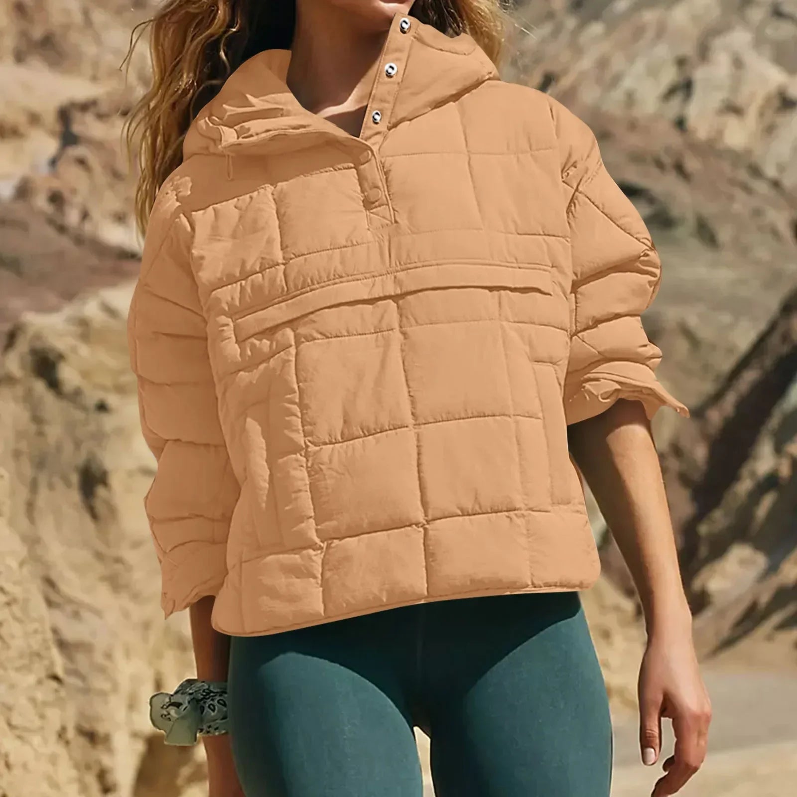 Quilted Jackets for Women Lightweight Long Sleeve Button Down Jacket Warm Winter Coat Outerwear with Pockets Ropas De Mujeres