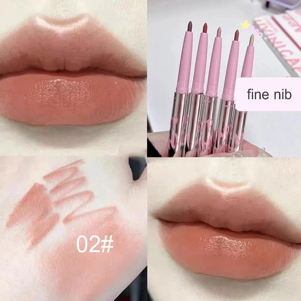 Nude Lip Liner with Lip Brush Cappuvini Korean Style Lip Makeup Long Last Velvet Matte Lipstick