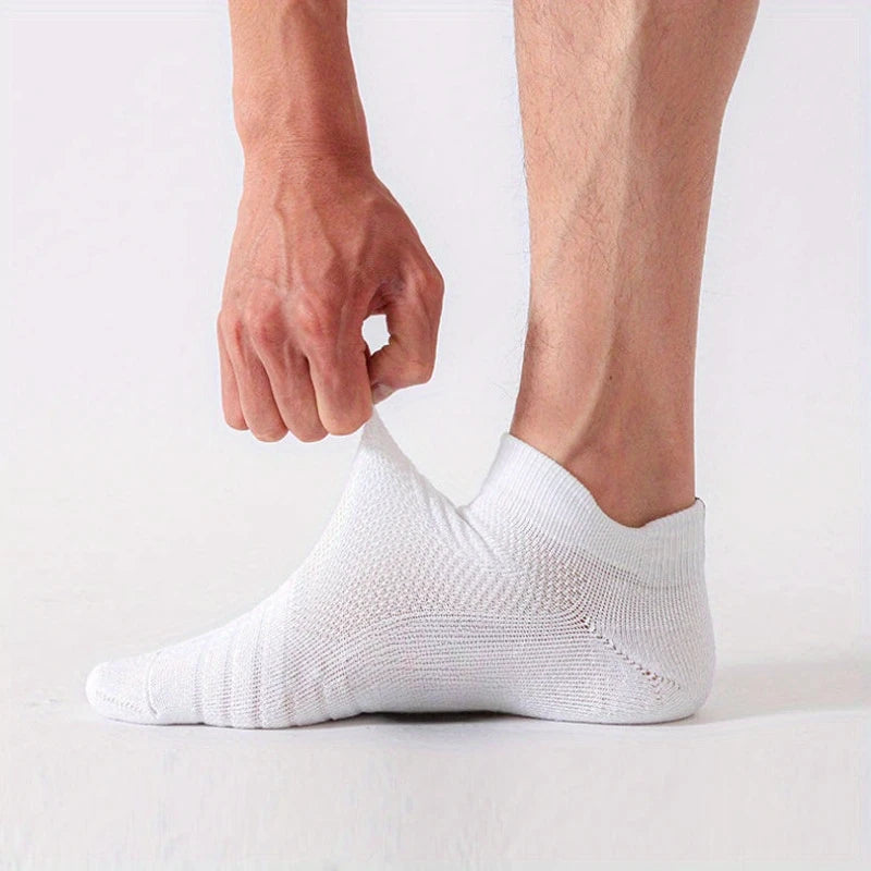 6/3/1 Pairs New Men Sports Running Fitness Flight Short Tube Socks Women's Towel Bottom Basketball Socks Solid Color Black Socks