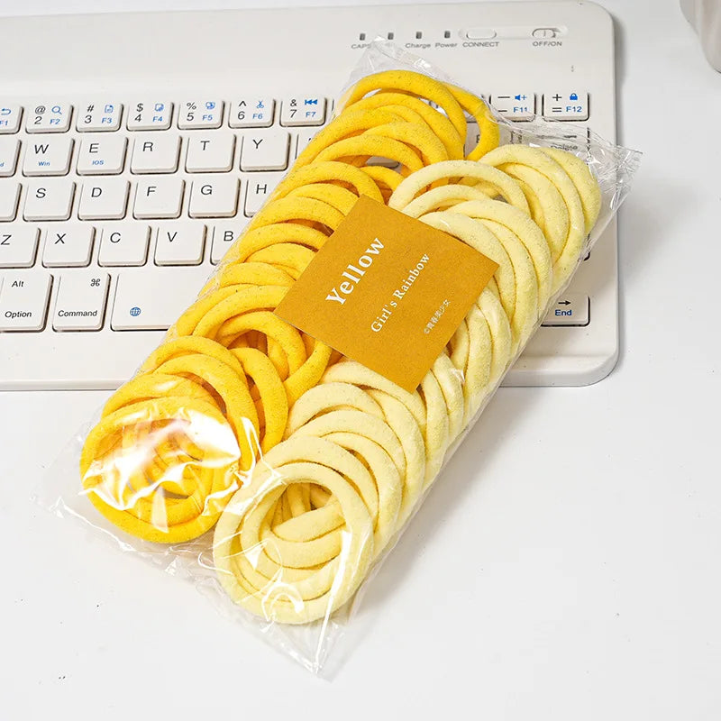 50 Piece Set Of Dual Color Four Season High Elastic Seamless Hair Rope Simple and Durable Fashionable Leather Band Soft Knitt