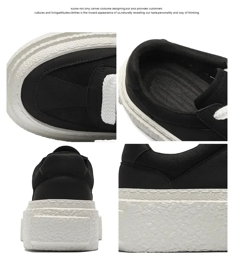 Men Fashionable Casual Sports Shoes Black White Thick-soled Lightweight Comfortable Outdoor White Sneakers Men Size 38-46