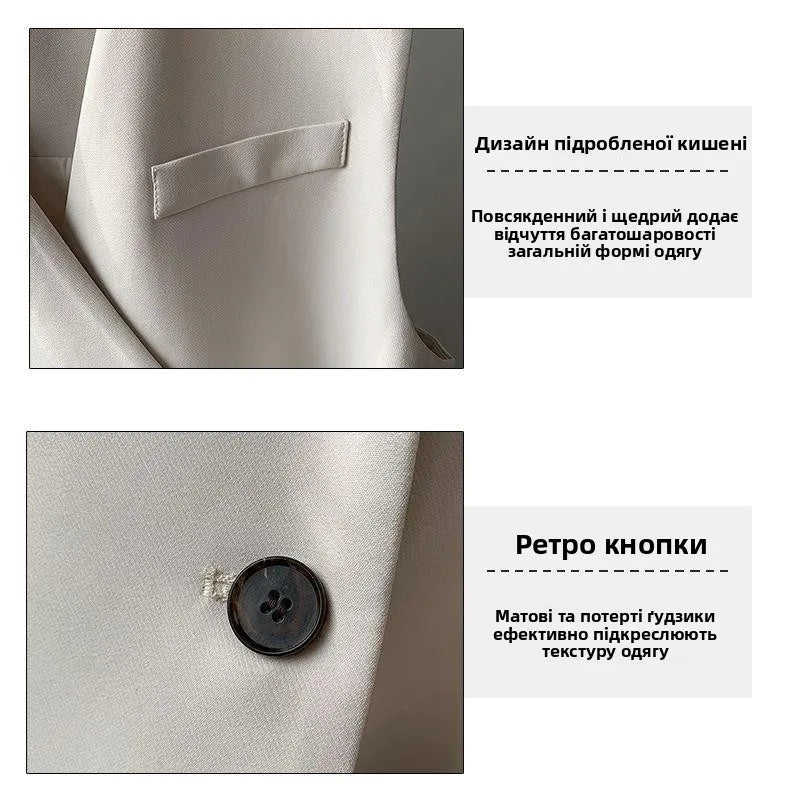 Women's Suit Vest 2025 Spring Autumn New Outerwear Briti Sle Loose plus Size Outerwear oulder Pad Vest Jaet