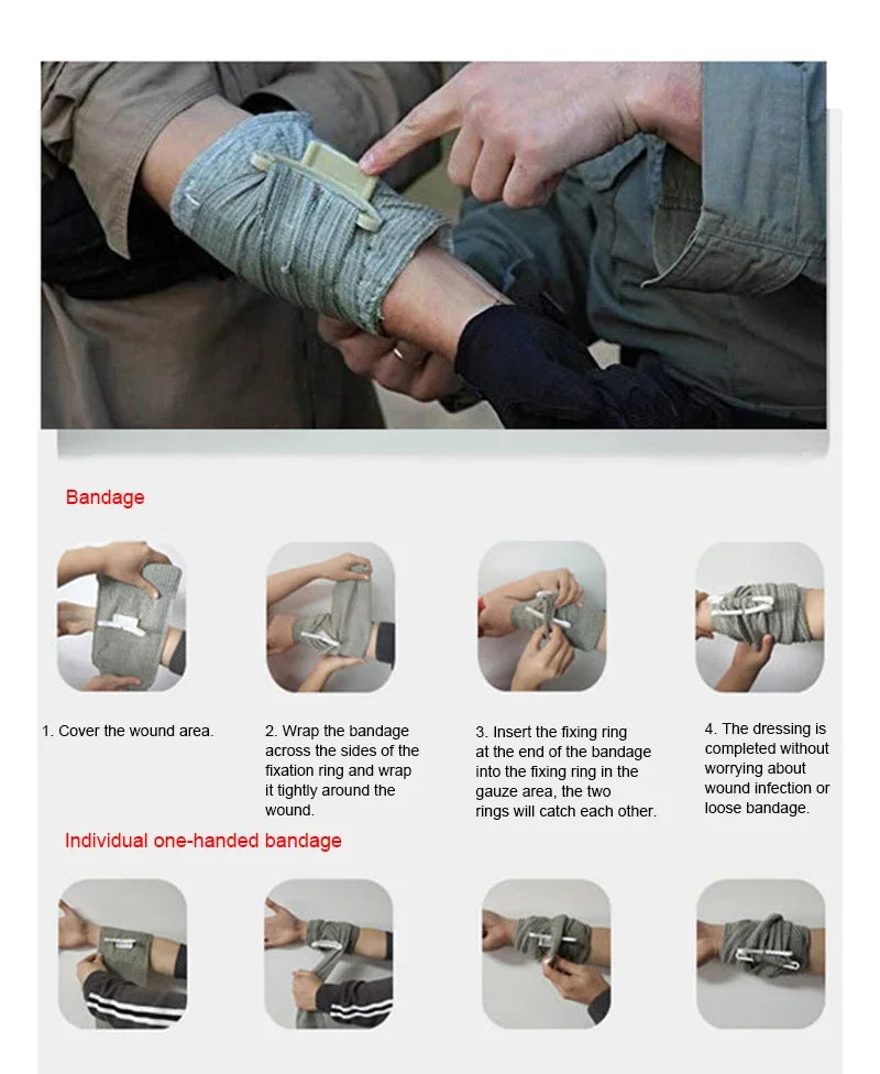 4/6in Israeli Bandage - Tactical Trauma Kit, Military-Grade Compression for Outdoor Emergency IFAK First Aid Wound Dressing