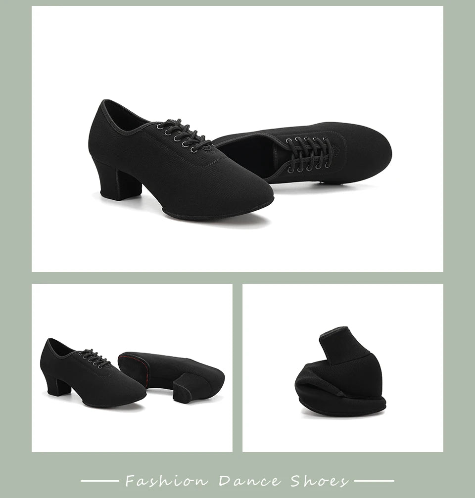 Women Dance Shoes Black Modern Ballroom Salsa Dancing Shoes Boys Latin Jazz Training Shoes Adults Tango Dance Sneakers Men