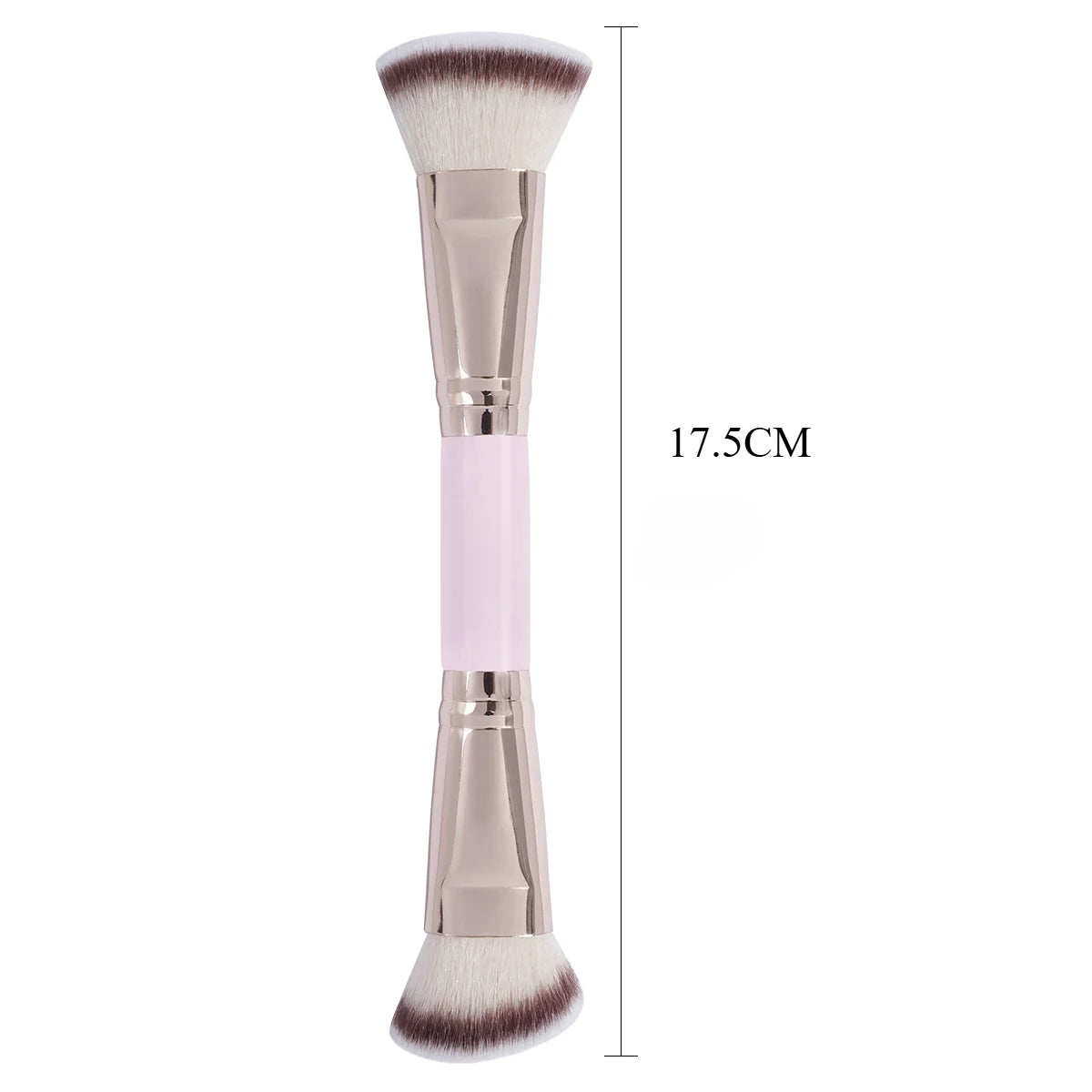 Double Head Makeup Brushes 2 In 1 Flat/Angled Foundation Concealer Contour Brush for Blending Loose Powder Liquid Cream