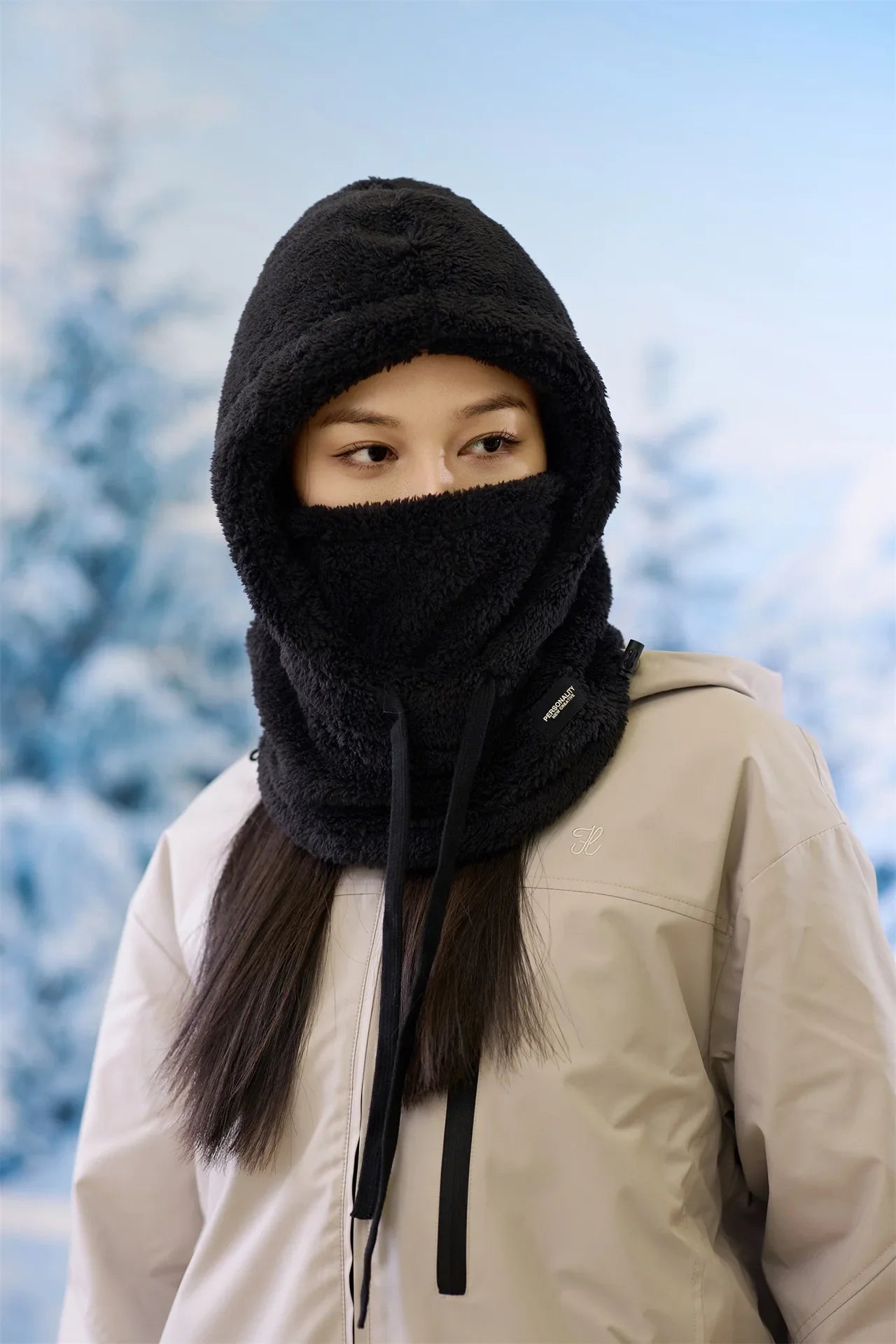 Adjustable Winter Balaclava Hat with Sherpa Hood and Windproof Ski Face Cover for Men and Women