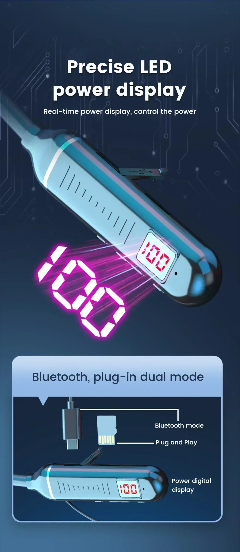 Wireless Bluetooth Earphones Neckband Headphones Gaming Stereo Sports Headset Halter Waterproof Magnetic Earbud with LED Display