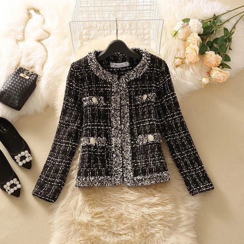 Women's Jacket Women's Jackets Spring new Trendy Ladies Short Joker Temperament Small Fragrant Tweed Coat Tweed Coat Cardigan