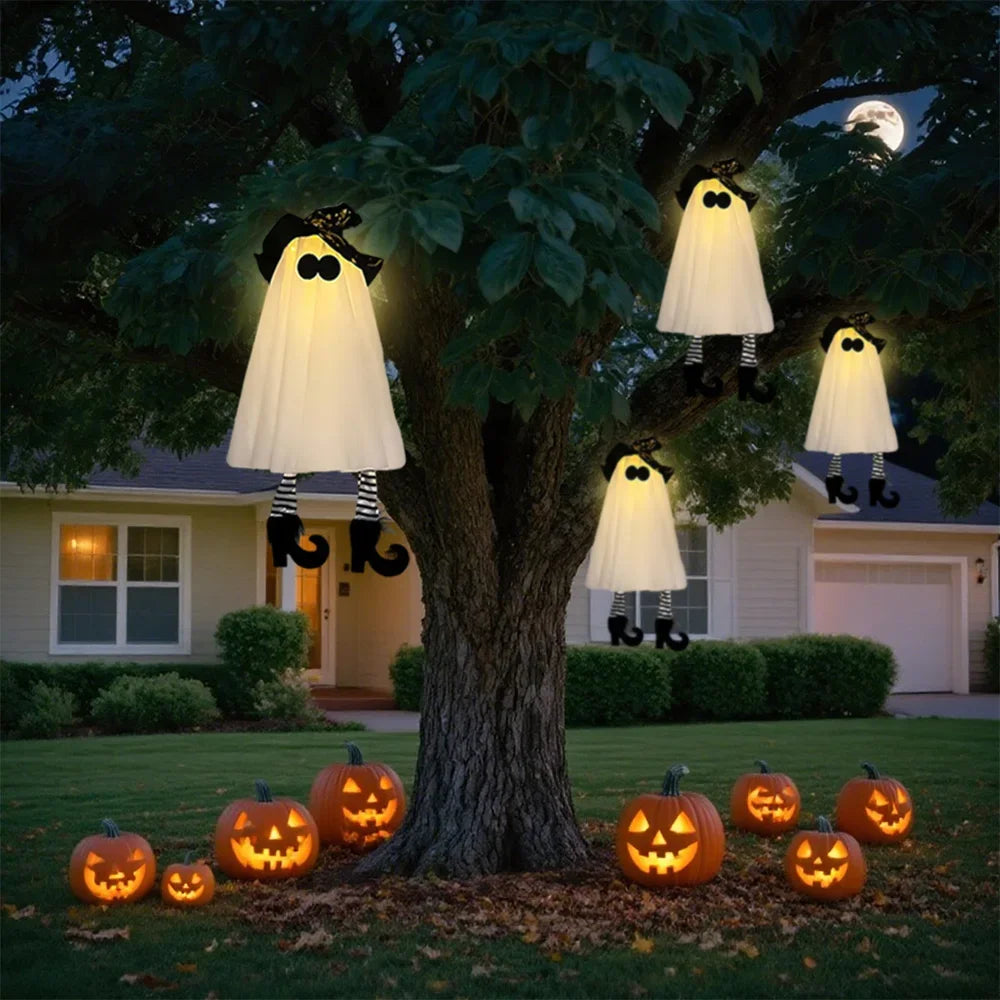 Halloween LED Light Up Witch Ghost for Halloween Party Home Indoor Outdoor Yard Decoration Scary Hanging Ornaments Gift