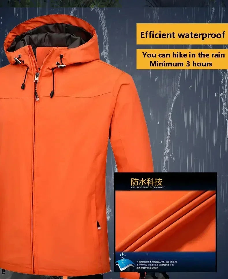 2025 Men's waterproof jacket, camouflage bomber coat with hood, high-quality windproof jacket, a genuine man's jacket