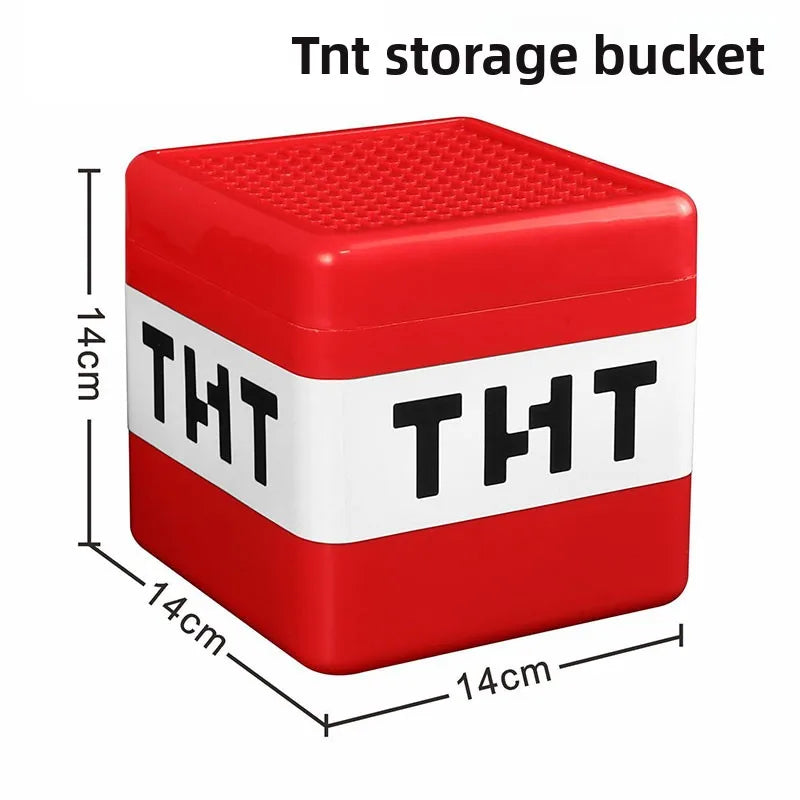 Kid Gifts TNT Storage Box Magnetic Building Block Desktop Toys Snack Block Storage Bucket Plastic Organizer Dust-proof Container