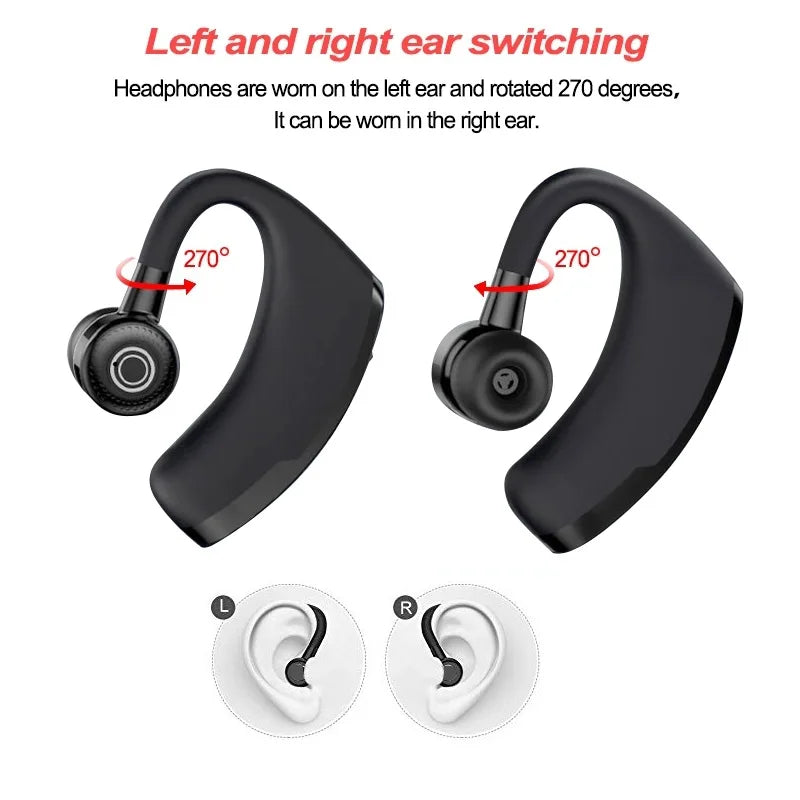 Wireless Earphones One Ear Bluetooth Headphones V9 TWS In-Ear EarHooks HiFi Mini Handsfree Car Calls Headset With Microphone