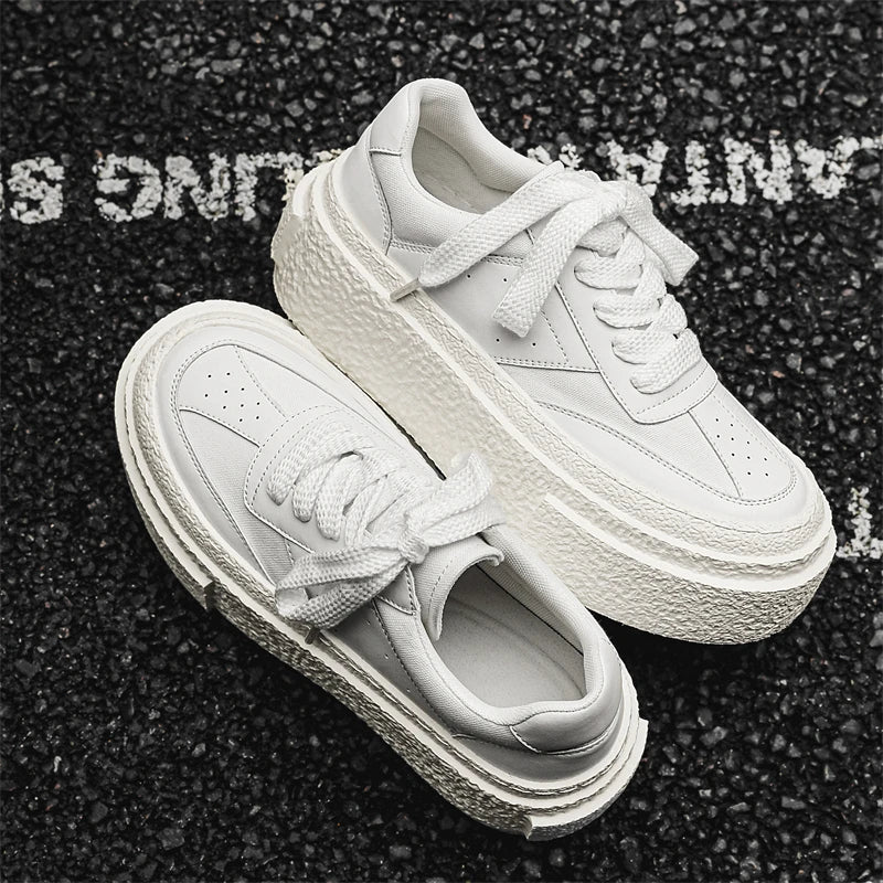 Men Fashionable Casual Sports Shoes Black White Thick-soled Lightweight Comfortable Outdoor White Sneakers Men Size 38-46