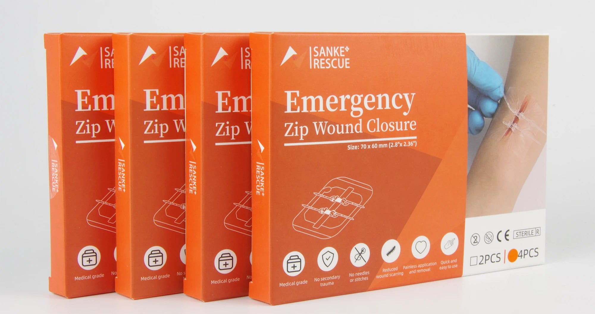 2-4PCS Zipper Painless Wound Closure Device Suture-free Wound Dressing Closure Strips Kit Emergency Laceration Closures for Ifak