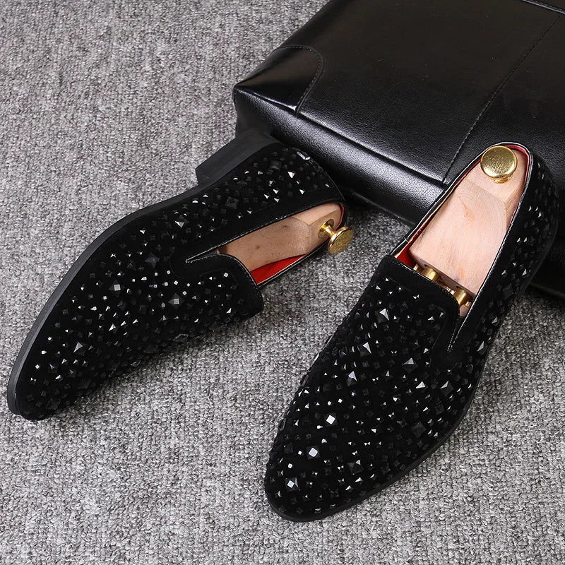 Men's Loafers Shoes Fashionable and Trendy Business Dress Shoes Sequin Design Men's Party Shoes