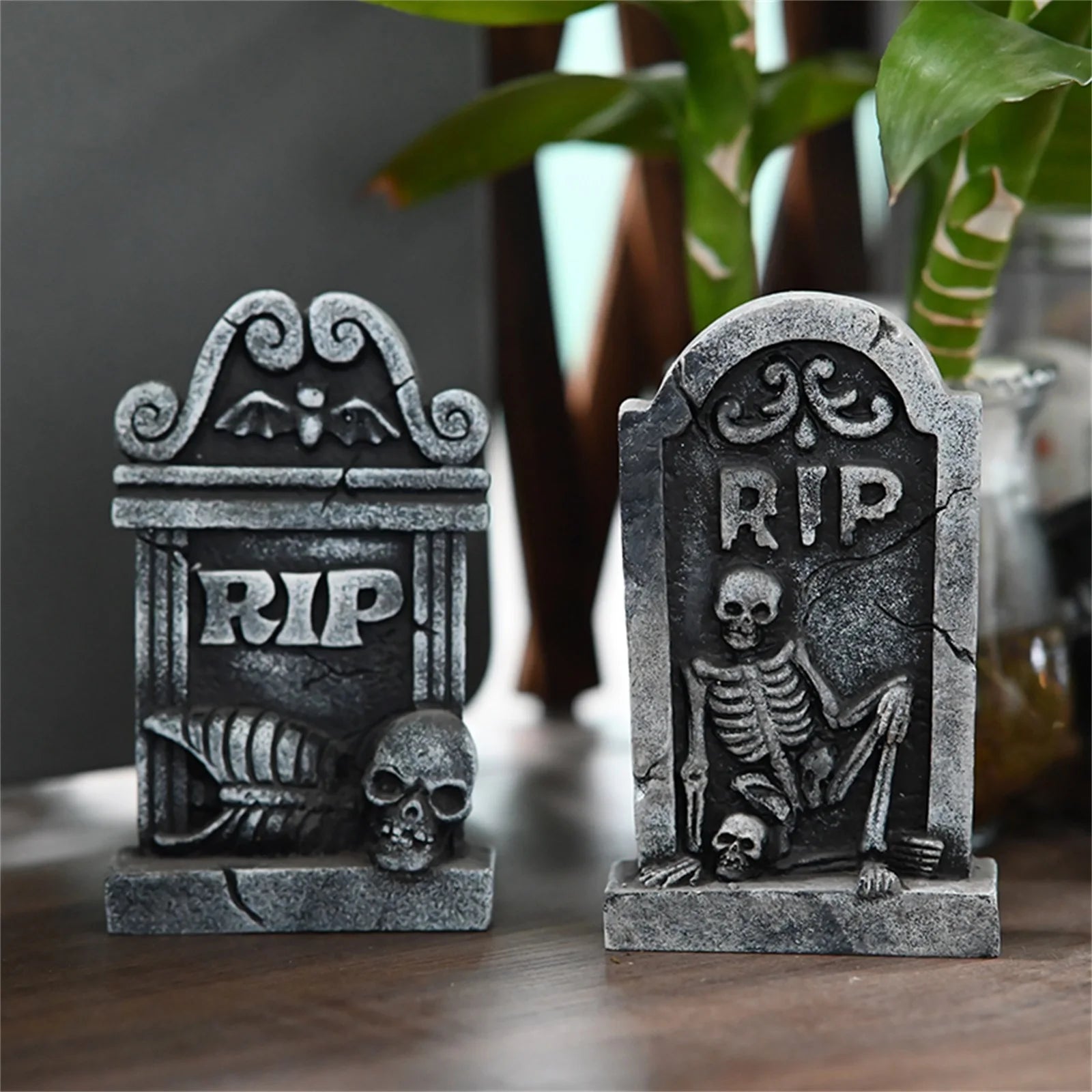 Halloween Tombstones Ghost Festival SkeletonTombstone Resin Ornaments Home Desktop Horror Atmosphere Decoration Props