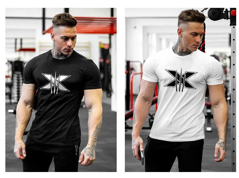 Tshirt for Men Bodybuilding  Graphic T Shirts Workout Fitness Men Clothing Short Sleeve Shirt Street Wear