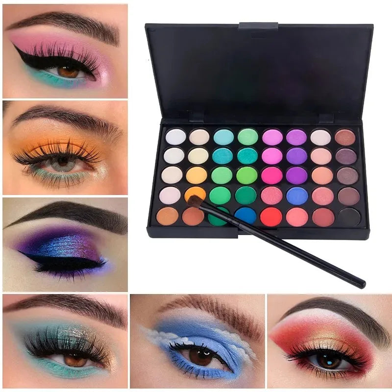 40 Colors Eye Makeup Palette Matte Shimmer Metallic Eyeshadow Pallet Long Lasting Blendable Natural Colors Make Up Eye Shadows
