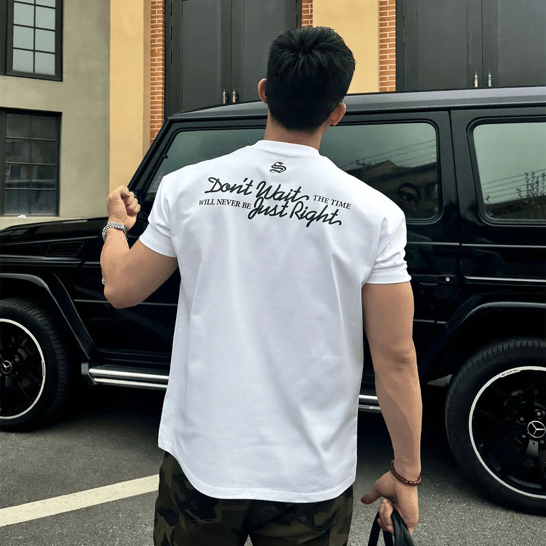 Men Tshirts Letter Printed for Men Work Out Muscle Shirt Slim Fit Casual Streewear Shirt