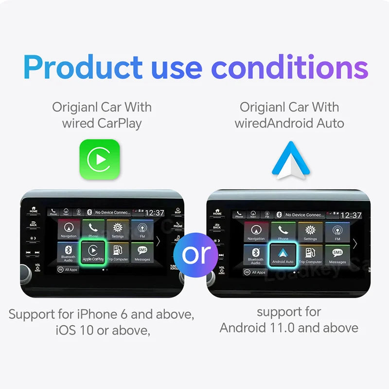 New Wired to Wireless CarPlay and Android Auto 2 in 1 Mini Adapter 5GHz WiFi5 for 99% Original Wired CarPlay/Auto Cars
