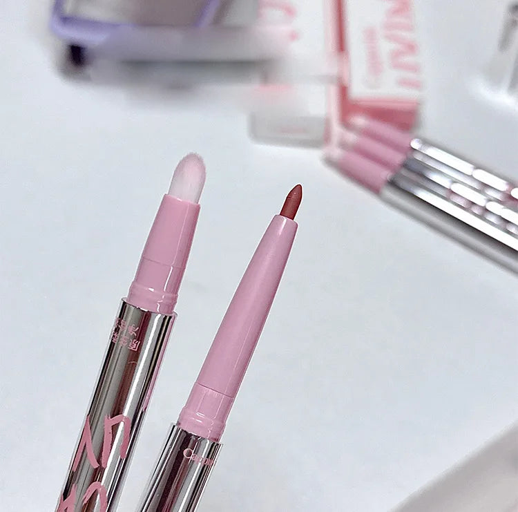 Nude Lip Liner with Lip Brush Cappuvini Korean Style Lip Makeup Long Last Velvet Matte Lipstick