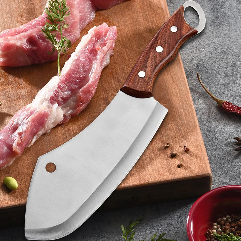 Kitchen Chef Knife Stainless Steel Meat Fish Fruit Vegetable Slicing Bone Chopping Professional Butcher Cleaver Knife with Cover