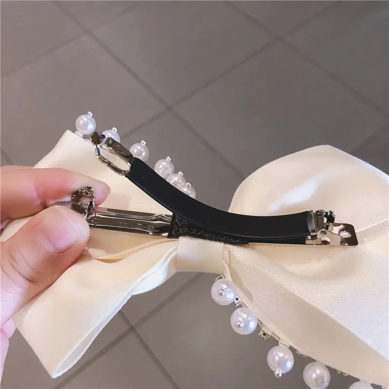 Korean Hair Accessories Fashion Women  Clip with Chain Tassel Pearl and Bow  Spring Barrette  Rhinestone  Pin