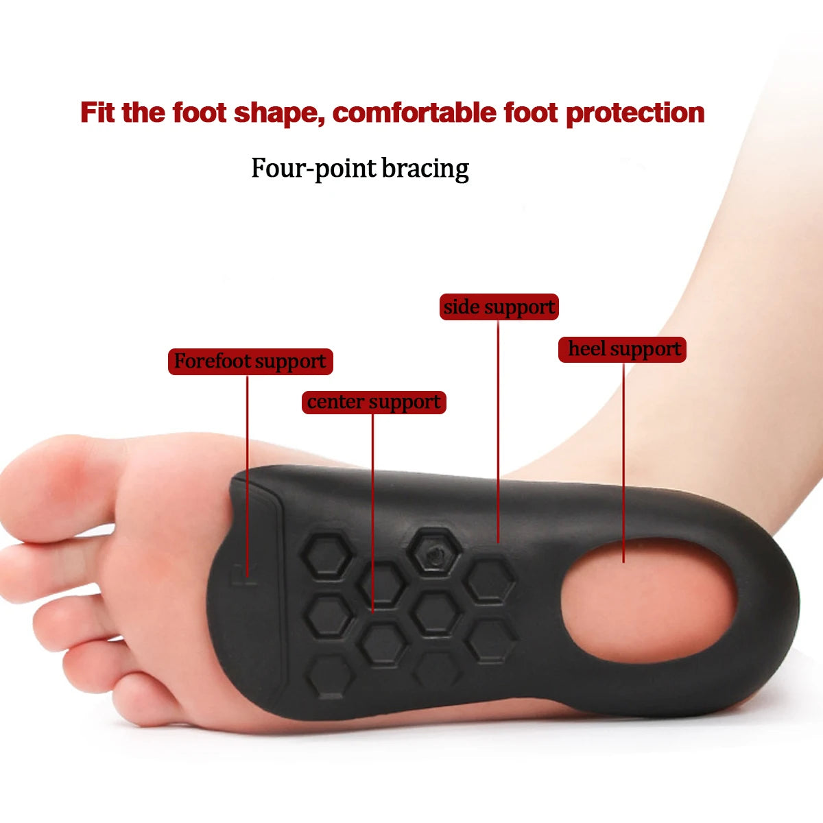 2PCS Arch Support | Half Arch Correct Insoles - Orthotic Shoe Insoles High Arch Support for Plantar (Black)