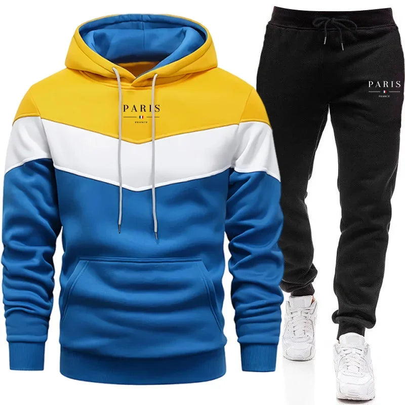Mens Tracksuit Print Casual Tricolor Sweatshirts Sportswear Outdoors Sports Jogging Man Clothing Daily Single Piece Hoodie Pants