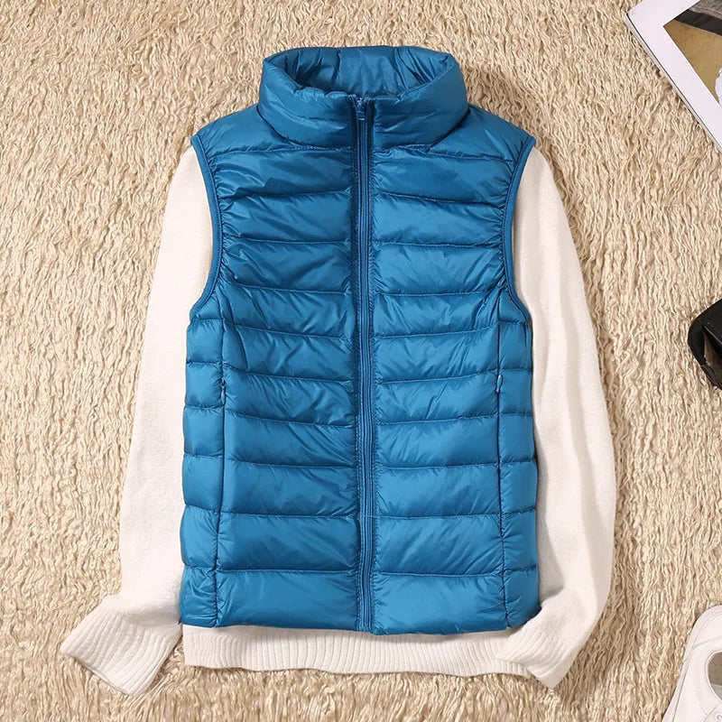 Winter Women's Down Jacket Sleeveless Cropped Puffer Jacket  Lightweight Nylon Coats Vest for Women Parkas Office Chaqueta