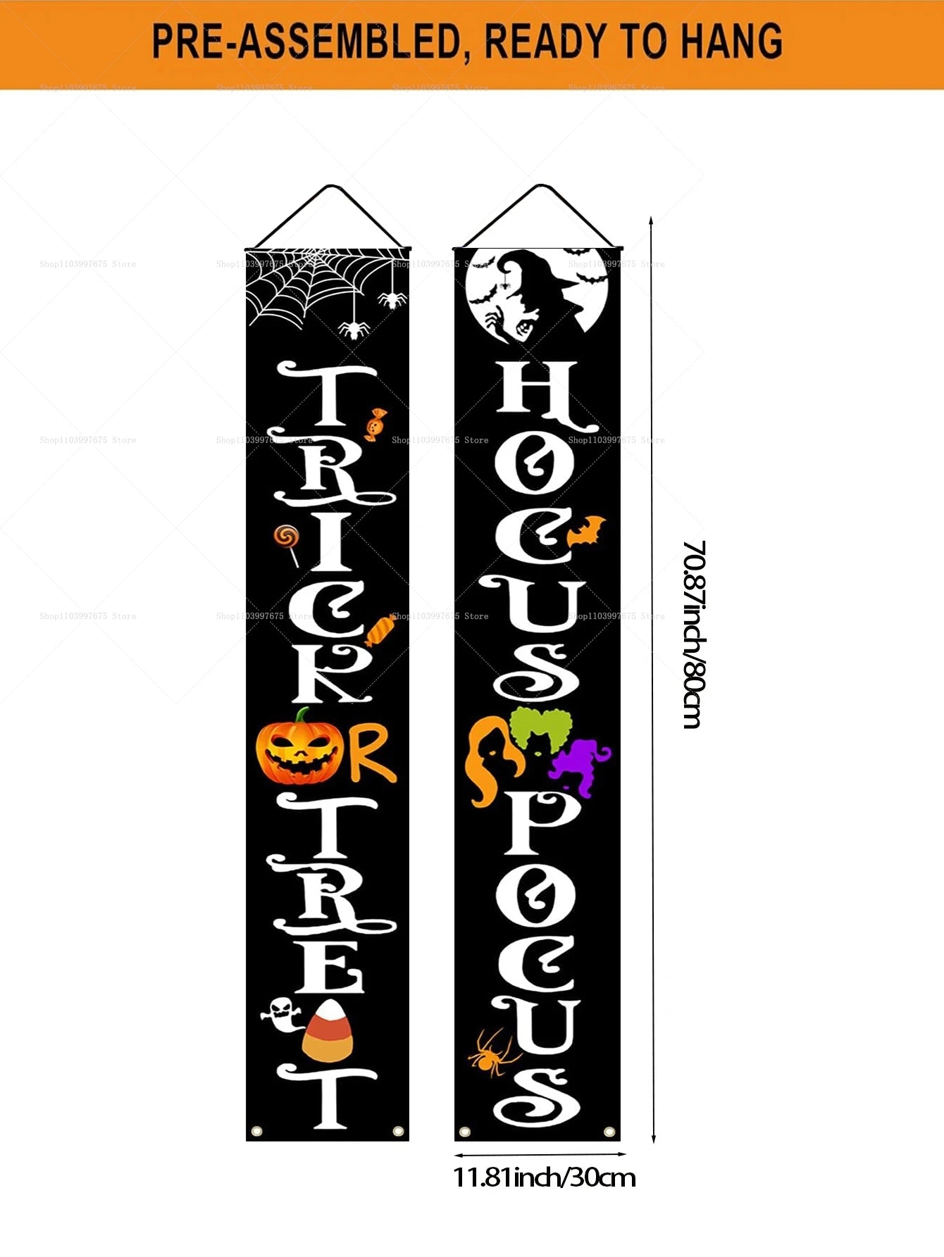 Halloween Pumpkin Ghost Decorations Outdoor Indoor Welcome Banners Porch Hanging Signs Front Door Outside Yard Party Supplies