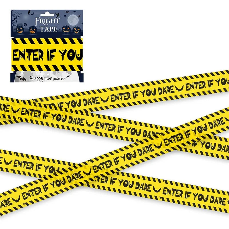 Halloween Decorations Caution Fright Tape Scary Caution Roll Hazard Warning Tape Indoor Outdoor Spooky DIY Decorative Accessory