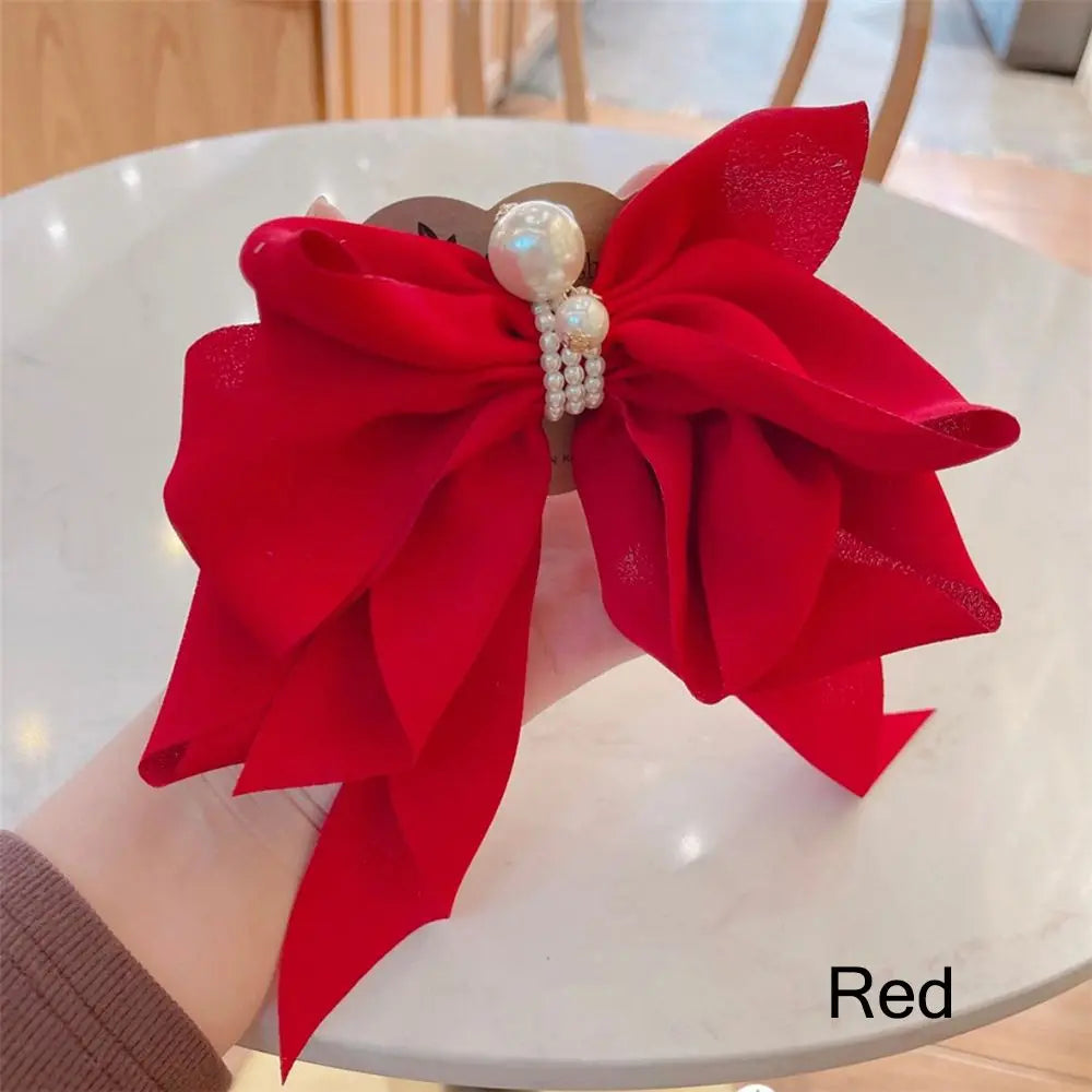 Fashion Girls Women Hair Accessories Headdress Big Bow Ponytail Clips Ribbon Bowknot