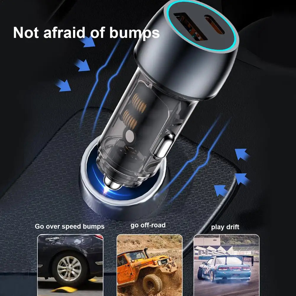 Metal 48w Car Charger Fast 48w Charger Adapter Double Type-C And USB-A Port 48w Cell Phone Car Charger For Cars Trucks Suvs Auto