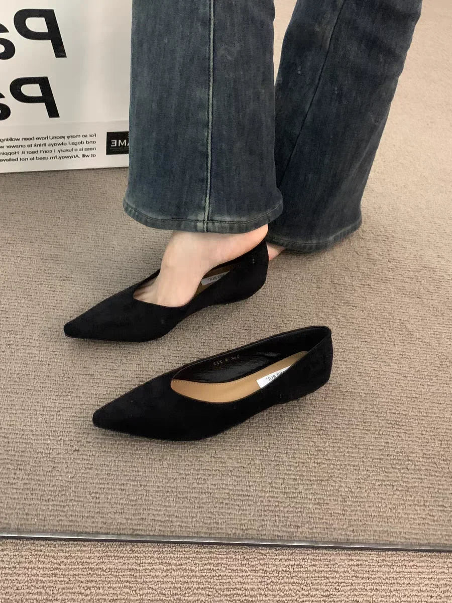 Women's Fashion Flat Shoes 35-39 Pointed Toe Shallow Mouth One Foot Stirrup Single Shoes Comfortable Soft Bottom Women's Shoes