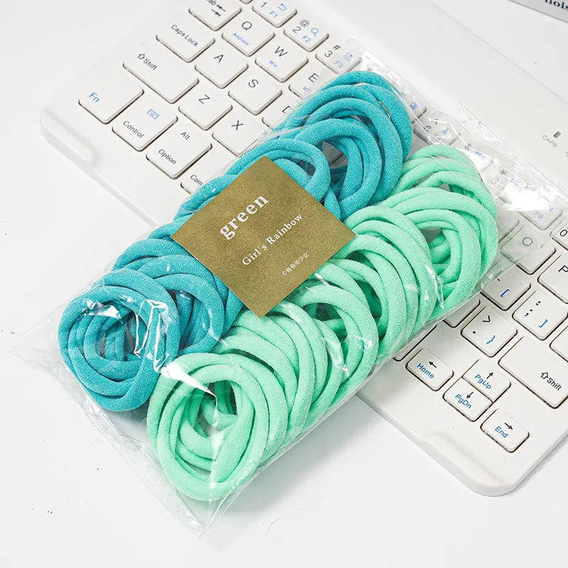 50 Piece Set Of Dual Color Four Season High Elastic Seamless Hair Rope Simple and Durable Fashionable Leather Band Soft Knitt