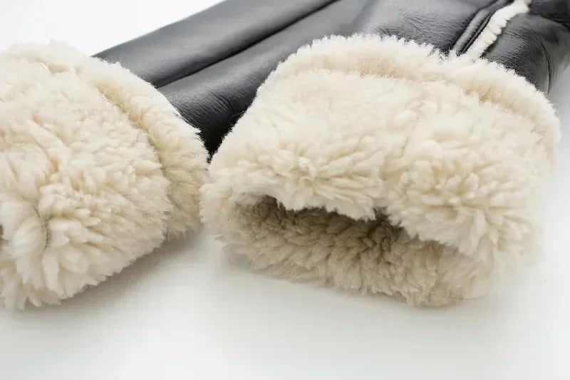 Winter Women Jacket Coats Faux Shearling Sheepskin Coat Retro Motorcycle Jacket Woman Jackets Outerwear Tops