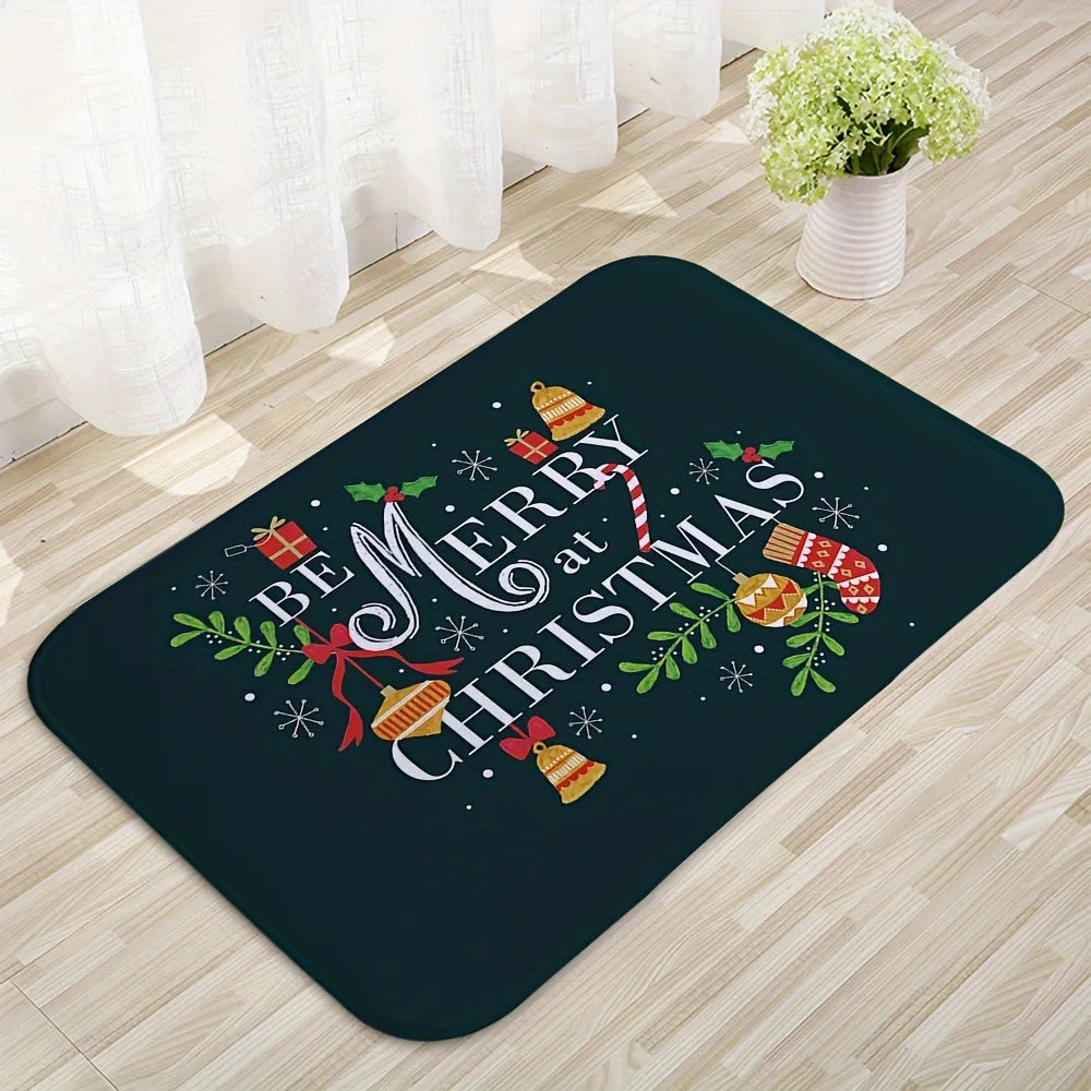 Christmas Carpet Cartoon Gingerbread Man Crystal Velvet Kitchen Floor Mat Non-slip Door Mat Entry Door Mat new year Home Decor