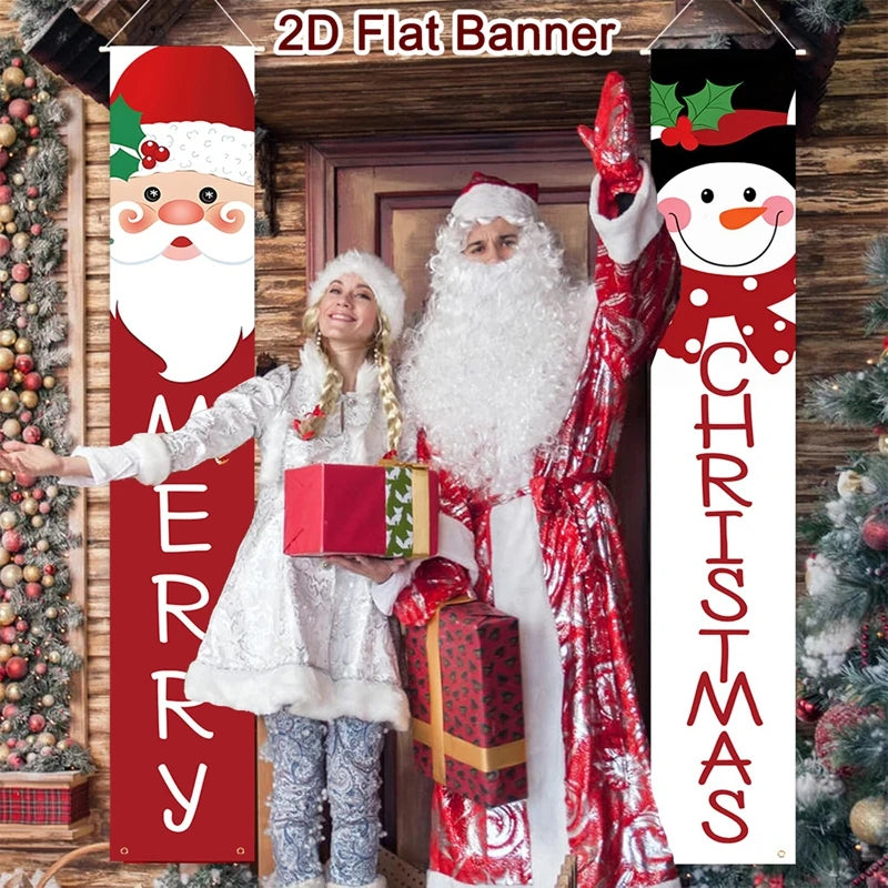 Christmas Door Decoration 2025 Merry Christmas Banner Decor for Home Hanging Xmas Ornament Navidad Happy New Year Gift 2026