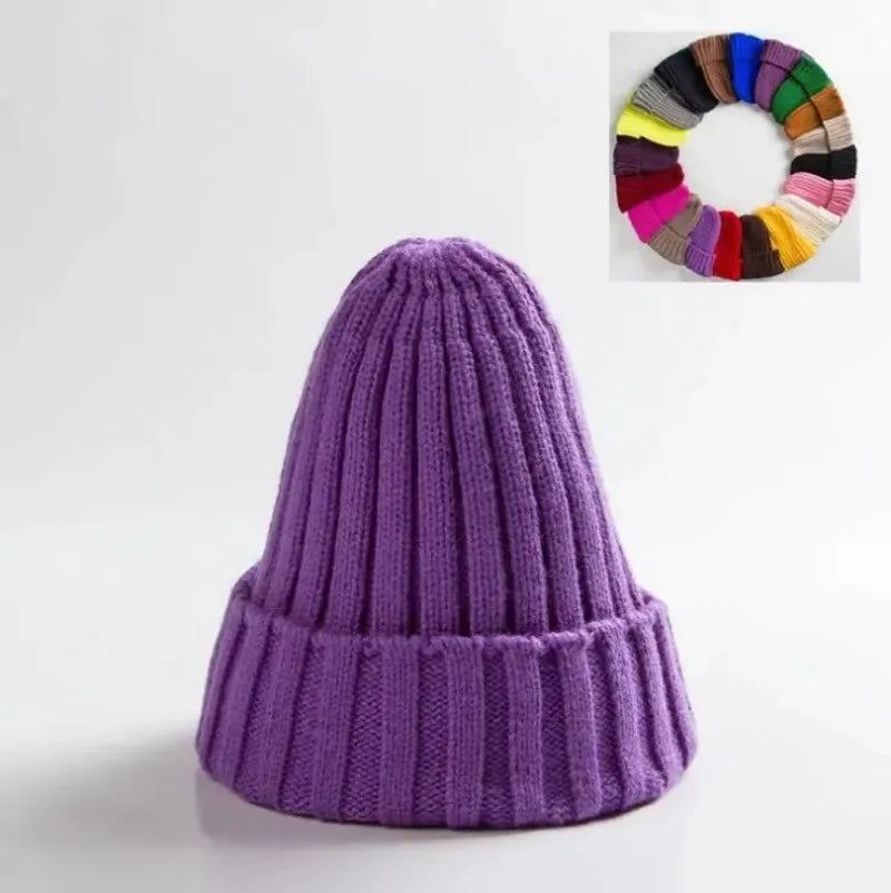 Winter Knitted Hat For Women Acrylic Beanie Unisex Elastic Warm Hip Hop Cap Soft Baggy Bonnet шапка женская Wholesale